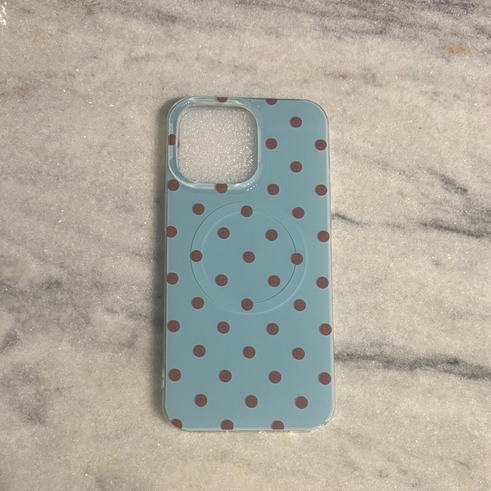 Blue Polka Dot Phone Case with Magnetic Ring